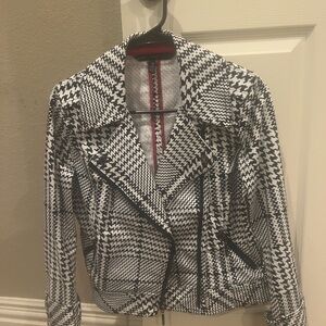 White House Black Market Black and White Houndstooth Jacket